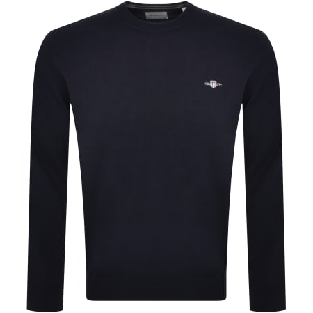 Gant Classic Cotton Crew Neck Knit Jumper Black Mainline Menswear